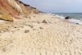 Footprints on Sandy Moshup Beach with Cliffs On Martha`s Vineyar